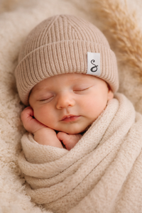 Merino wol Beanie newborn - zand