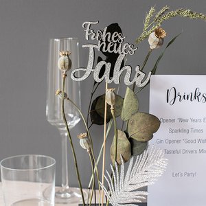 Glitter houten stokjes."Gelukkig Nieuwjaar" 8x1st