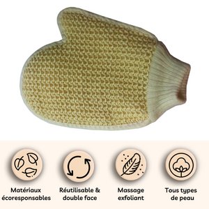 Horsehair Massage Glove - 1 Horsehair Side and 1 Soft Cotton Side - Scrubbing Wash Glove for the Shower - Fight Against Orange Peel