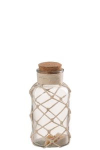J-Line decoratie Vaas Sand Schelpen - glas - transparent - M