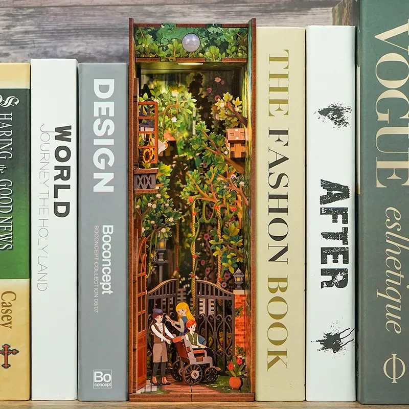 DIY Boek Nook Geheimen Tuin Boeksteun voor Boekenplank Decor