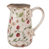 Decoration can 16x12x18 cm beige red ceramic strawberry jug
