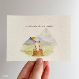 Greeting card - little bear in mountains