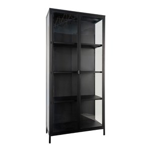 Brisbane Display Cabinet - Black, Steel/Glass, 80x35x175 cm