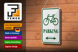 Tin sign notice 12x18cm bicycle parking white-green decoration