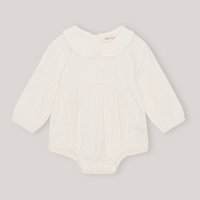 Linen Cotton Romper - Round Collar - Ivory