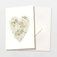 Vouwkaart bloemen hart crème met envelop, FSC gecertificeerd