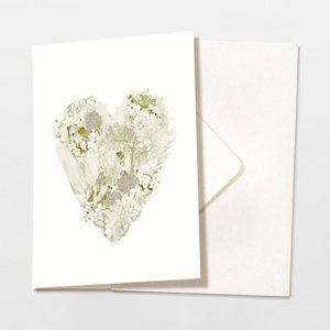 Klappkarte Blumen Herz créme mit Umschlag, FSC zertifiziert