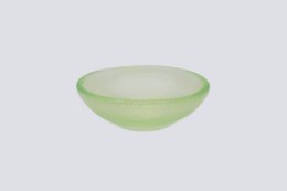  Small, round, yellow bowl made of ceramic material.