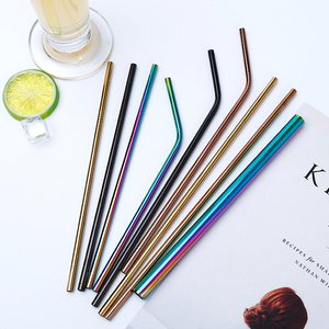 Klassischer Strohhalm – gerade oder gebogen – 215 x 6 mm – 6 Farben erhältlich