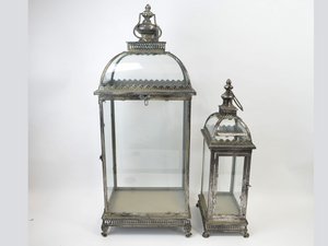 Laterne, 2er-Set,H72B29T22cm, antik-silber