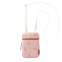  Soft pink phone holder with dandelion pattern, designed for convenient hands-free use while on the go.