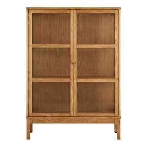 Zamora Schrank, 2 Glastüren, 2 Einlegeböden, Eiche/Eichenfurnier/gehärtetes Glas, natur, 40x90x126 cm