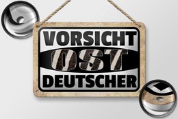 Tin sign saying 18x12cm Beware East German decoration