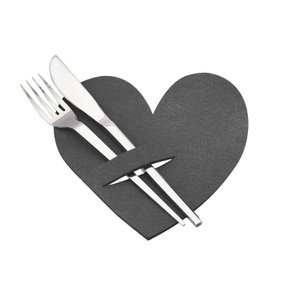 Bestecktaschen Herz, dunkelgrau H.18 cm
