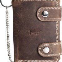 Portemonnee met ketting lichtbruin echt leer