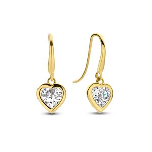 Neue Bling 9NBG-0763 Goldohrringe mit Zirkonia – Ohrringe – Herzen – 7 x 6 mm – 16 mm Länge – 14 Karat – Gold