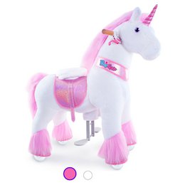 PonyCycle Classico giro ufficiale sui giocattoli Modello U Unicorno bianco, rosa e viola, con freno e suono