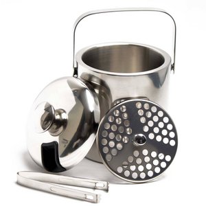 Eiskübel: Edelstahl Eisbehälter mit Deckel | Für 30 Eiswürfel | 1,3L Kapazität