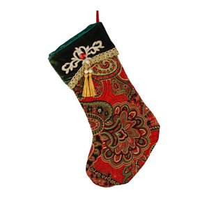 FABR.BROC.STOCKING RD/GRN/GLD 48CM