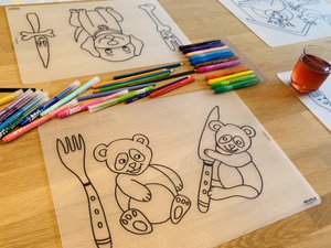 Einfärbbares Tischset Panda Bären