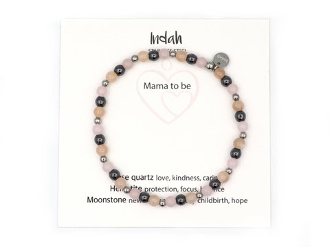 Natuursteen armband, mama to be, zilver en goud