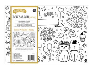 12 Platzsets zum Ausmalen Motiv Hochzeit