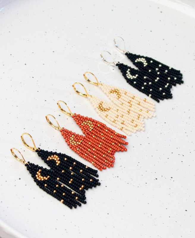Boucles d'oreilles • Tiny Moon, noir, or
