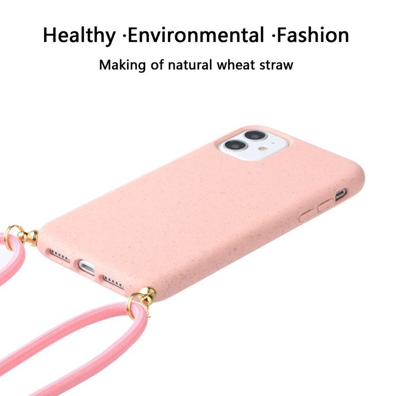 Lunso - Rückseitenhülle mit Kordel - iPhone 11 - Pink