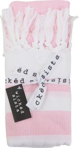 WS Fringed Towel Border Stripe Pink