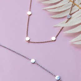 Kort kæde med plader • guld / rosa guld / sølv • justerbar / vandtæt / allergivenlig