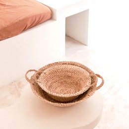Vævet Raffia skål | Frugtskål lavet af lette naturlige fibre | Brødkurv RAGA (2 størrelser)