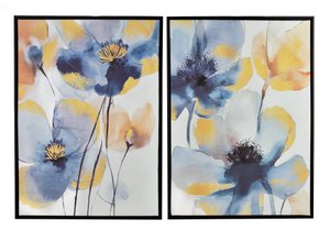 INGA Set van 2 schilderijen 50x70cm gouden bloemen