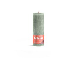  Bolsius Rustic candle 190/68 in Jade Green color. Cylindrical pillar candle with a simple, natural design.