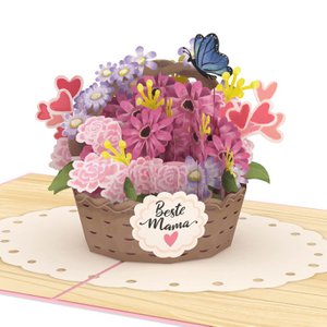 Best Mom Flower Basket Pop-Up Card