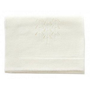 Gestrickte Puppendecke creme