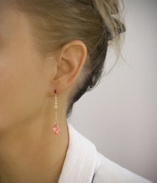 18K forgyldte lyserøde øreringe med Rose Peach krystaller