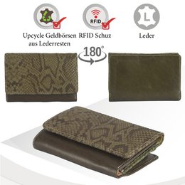 Sunsa damesportemonnee. Leren portemonnee. Portemonnee met RFID-bescherming. Portemonnee gemaakt van overgebleven leer. Grote portemonnee voor dames met veel vakjes voor creditcards - portemonnee voor dames, cadeau-idee