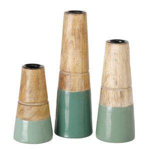 Kerzenständer Hotou 3-teilig Mangoholz grün