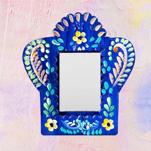 Spiegel Folk Lijst Blauw