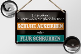 Tin sign saying 18x12cm take off shoes hallway scrub decoration