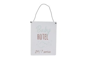 Wandversiering Baby Hotel wit a2 metaal 15x20cm
