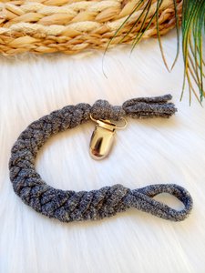 Schnullerband geflochten Dunkelgrau