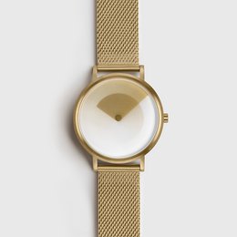  Gold-toned gradient watch with a mesh metal band.