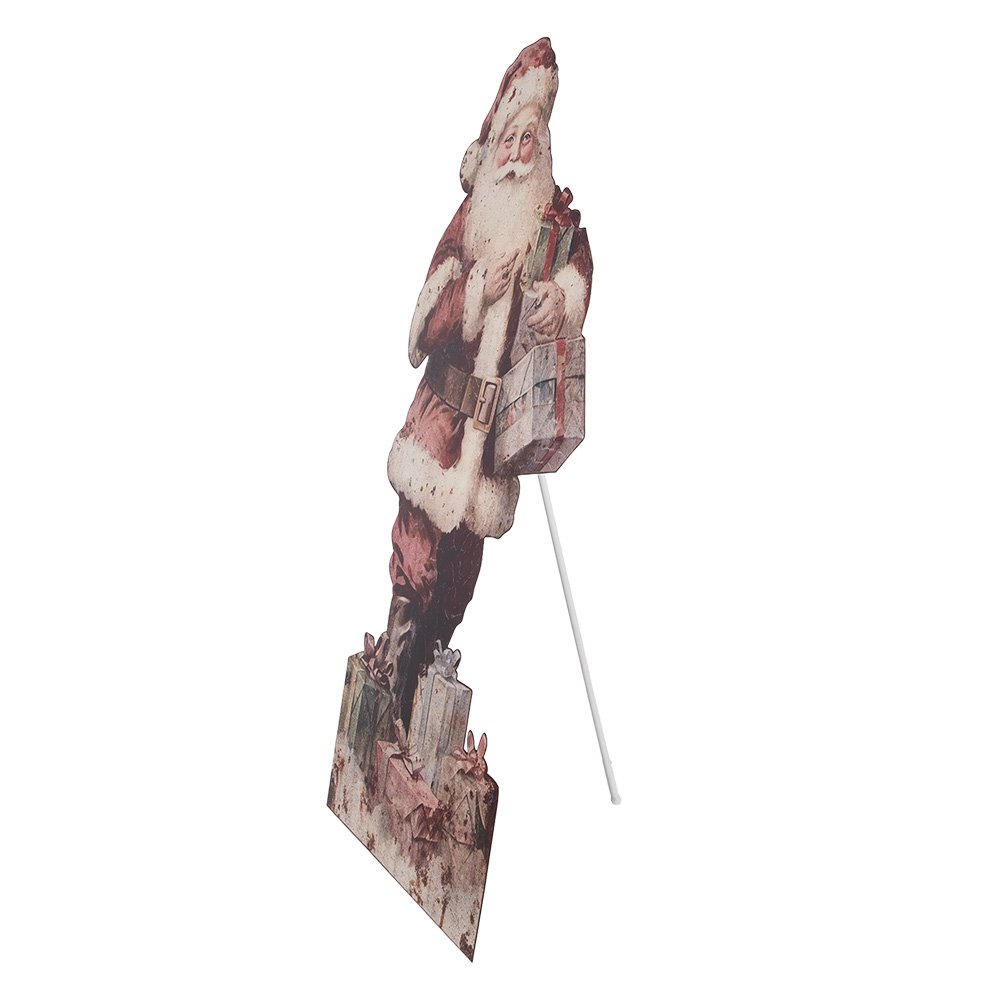 Decoratie Beeld Kerstman 50x2x96 cm Rood Metaal