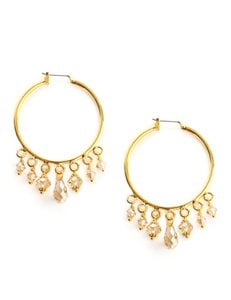 18K gold plated hoop earrings with Golden Shadow crystals
