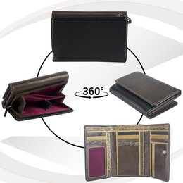 Sunsa damesportemonnee. Leren portemonnee. Portemonnee met RFID-bescherming. Portemonnee gemaakt van overgebleven leer. Grote portemonnee voor dames met veel vakjes voor creditcards - portemonnee voor dames, cadeau-idee