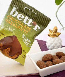 Chocolate Hazelnuts, organic, Bett'r, 40g