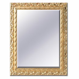Ornate gold-framed mirror with intricate floral design, available in multiple sizes to suit various wall spaces.