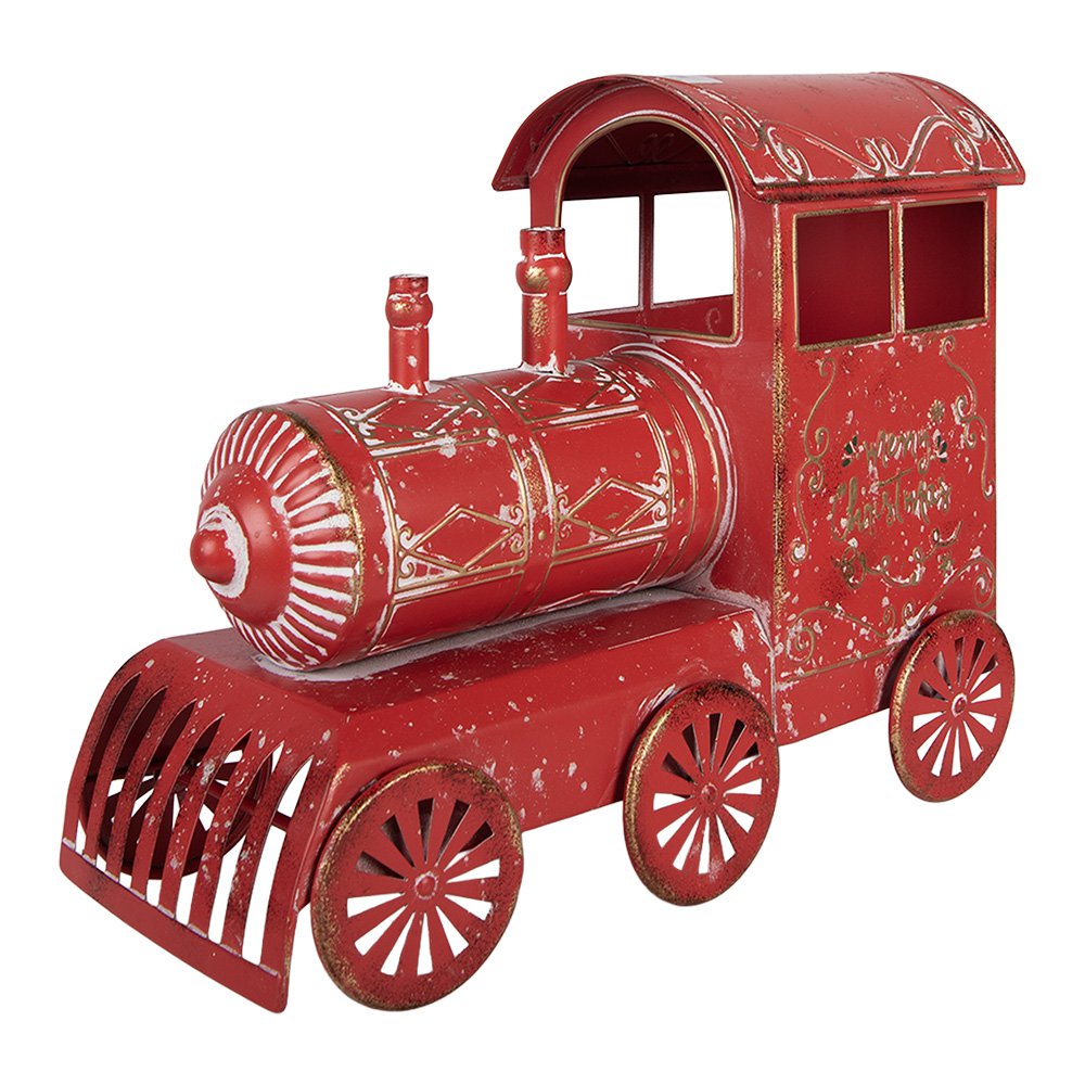 Kerstdecoratie Beeld Trein 69x15x28 cm Rood Metaal